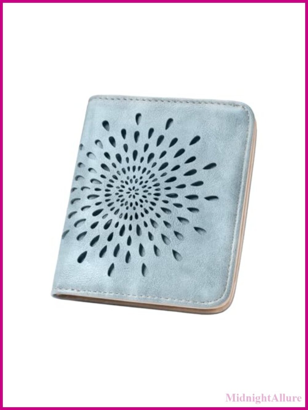 Small Slim Bifold RFID Wallet Vegan Leather Sunflower Zipper Coin Pocket